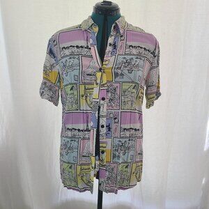Disney The Aristocats Comic Book Panels Girls Woven Button-Up